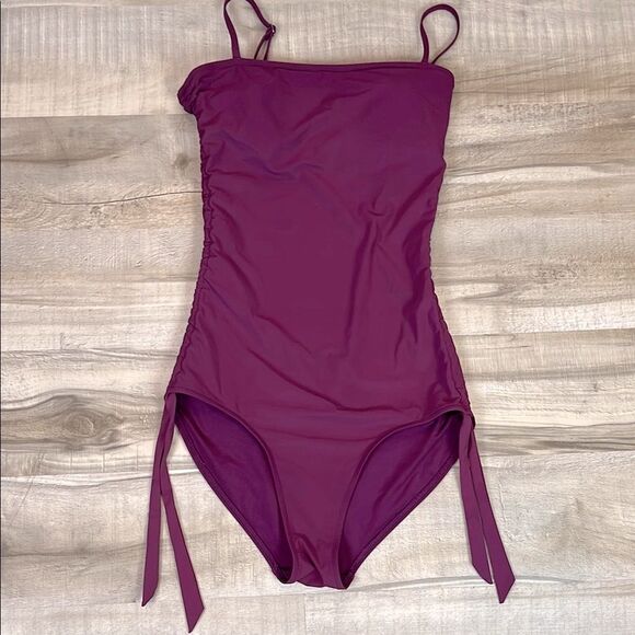 Athleta Shirred One-Pice Swimsuit Plum color Size small - Picture 4 of 8